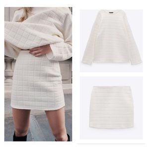 Zara Textured Sweatshirt and Skirt Set S/M